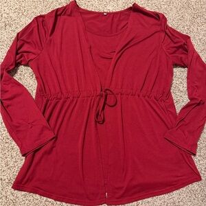 Women's Burgundy Long Sleeve Nursing Top